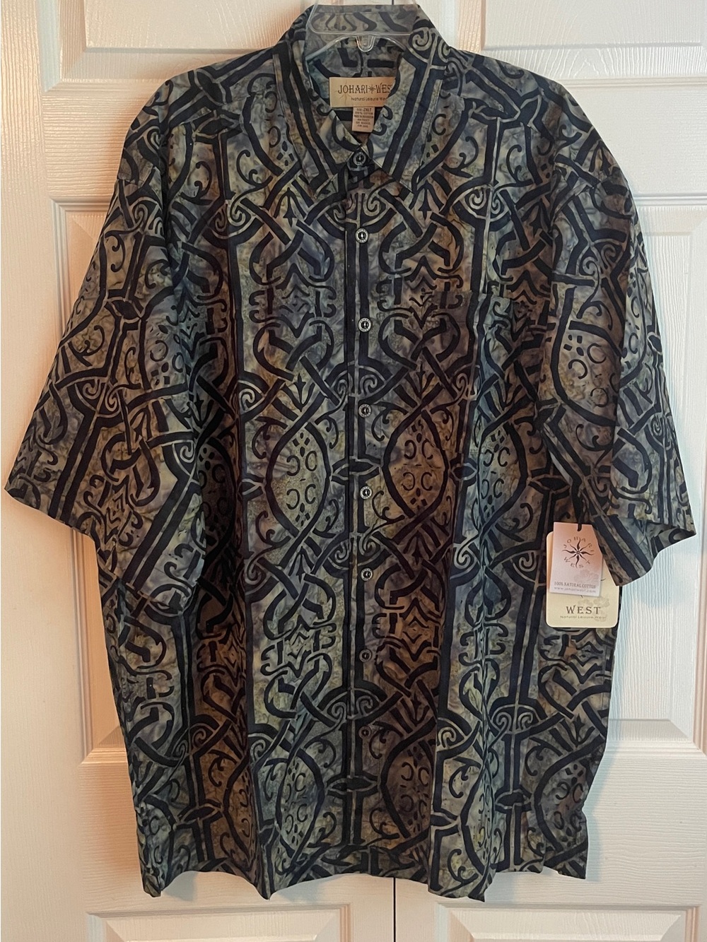 Johari West Men’s Blue Celtic Thunder Short Sleeve Button Up Shirt Size 2XLT NWT